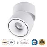 GloboStar® OMEGA-S 60298 Επιφανειακό LED Spot Downlight Φ10cm 12W 1560lm 36° AC 220-240V IP20 Φ10 x Υ10.5cm - Στρόγγυλο - Λευκό - Φυσικό Λευκό 4500K - Bridgelux COB - 5 Years Warranty