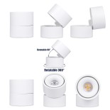 GloboStar® OMEGA-S 60298 Επιφανειακό LED Spot Downlight Φ10cm 12W 1560lm 36° AC 220-240V IP20 Φ10 x Υ10.5cm - Στρόγγυλο - Λευκό - Φυσικό Λευκό 4500K - Bridgelux COB - 5 Years Warranty