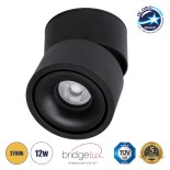 GloboStar® OMEGA-S 60301 Επιφανειακό LED Spot Downlight Φ10cm 12W 1500lm 36° AC 220-240V IP20 Φ10 x Υ10.5cm - Στρόγγυλο - Μαύρο - Θερμό Λευκό 2700K - Bridgelux COB - 5 Years Warranty