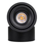 GloboStar® OMEGA-S 60301 Επιφανειακό LED Spot Downlight Φ10cm 12W 1500lm 36° AC 220-240V IP20 Φ10 x Υ10.5cm - Στρόγγυλο - Μαύρο - Θερμό Λευκό 2700K - Bridgelux COB - 5 Years Warranty