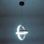 GloboStar® ALICE 61055 Κρεμαστό Φωτιστικό Οροφής Design LED CCT 20W 2400lm 300° AC 220-240V - Εναλλαγή Φωτισμού μέσω Διακόπτη On/Off All In One Ψυχρό 6000k+Φυσικό 4500k+Θερμό 2700k Μ25 x Π22 x Υ25cm - Μαύρο