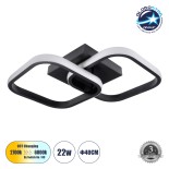 GLOBOSTAR® NORA 61061 Μοντέρνο Φωτιστικό Οροφής LED 22W 2200lm 300° AC 220-240V IP20 Ρυθμιζόμενο Λευκό CCT με On/Off 2700K/4500K/6000K - Lumileds SMD Chip - Μαύρο Ματ - Μ40 x Π24 x Υ7cm - 3 Χρόνια Εγγύηση