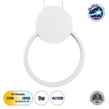 GLOBOSTAR® CYCLOS 61074 Μοντέρνο Κρεμαστό Φωτιστικό Οροφής LED 9W 900lm 300° AC 220-240V IP20 Ρυθμιζόμενο Λευκό CCT με On/Off 2700K/4500K/6000K - Lumileds SMD Chip - Λευκό Ματ - Μ21 x Π2.3 x Υ26.5cm - 3 Χρόνια Εγγύηση