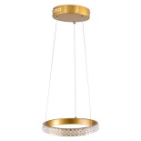 GloboStar® DIAMOND 61127 Κρεμαστό Φωτιστικό Δαχτυλίδι-Κύκλος LED CCT 20W 2356lm 360° AC 220-240V - Εναλλαγή Φωτισμού μέσω Τηλεχειριστηρίου All In One Ψυχρό 6000k+Φυσικό 4500k+Θερμό 2700k Dimmable Φ25cm - Χρυσό Βούρτσας - 3 Years Warranty