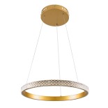 GloboStar® DIAMOND 61129 Κρεμαστό Φωτιστικό Δαχτυλίδι-Κύκλος LED CCT 30W 3513lm 360° AC 220-240V - Εναλλαγή Φωτισμού μέσω Τηλεχειριστηρίου All In One Ψυχρό 6000k+Φυσικό 4500k+Θερμό 2700k Dimmable Φ40cm - Χρυσό Βούρτσας - 3 Years Warranty