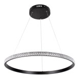 GloboStar® DIAMOND 61130 Κρεμαστό Φωτιστικό Δαχτυλίδι-Κύκλος LED CCT 45W 5230lm 360° AC 220-240V - Εναλλαγή Φωτισμού μέσω Τηλεχειριστηρίου All In One Ψυχρό 6000k+Φυσικό 4500k+Θερμό 2700k Dimmable Φ60cm - Μαύρο - 3 Years Warranty