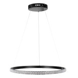 GloboStar® DIAMOND 61130 Κρεμαστό Φωτιστικό Δαχτυλίδι-Κύκλος LED CCT 45W 5230lm 360° AC 220-240V - Εναλλαγή Φωτισμού μέσω Τηλεχειριστηρίου All In One Ψυχρό 6000k+Φυσικό 4500k+Θερμό 2700k Dimmable Φ60cm - Μαύρο - 3 Years Warranty