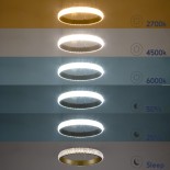 GloboStar® DIAMOND 61131 Κρεμαστό Φωτιστικό Δαχτυλίδι-Κύκλος LED CCT 45W 5230lm 360° AC 220-240V - Εναλλαγή Φωτισμού μέσω Τηλεχειριστηρίου All In One Ψυχρό 6000k+Φυσικό 4500k+Θερμό 2700k Dimmable Φ60cm - Χρυσό Βούρτσας - 3 Years Warranty