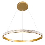 GloboStar® DIAMOND 61131 Κρεμαστό Φωτιστικό Δαχτυλίδι-Κύκλος LED CCT 45W 5230lm 360° AC 220-240V - Εναλλαγή Φωτισμού μέσω Τηλεχειριστηρίου All In One Ψυχρό 6000k+Φυσικό 4500k+Θερμό 2700k Dimmable Φ60cm - Χρυσό Βούρτσας - 3 Years Warranty