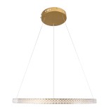 GloboStar® DIAMOND 61131 Κρεμαστό Φωτιστικό Δαχτυλίδι-Κύκλος LED CCT 45W 5230lm 360° AC 220-240V - Εναλλαγή Φωτισμού μέσω Τηλεχειριστηρίου All In One Ψυχρό 6000k+Φυσικό 4500k+Θερμό 2700k Dimmable Φ60cm - Χρυσό Βούρτσας - 3 Years Warranty