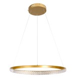 GloboStar® DIAMOND 61131 Κρεμαστό Φωτιστικό Δαχτυλίδι-Κύκλος LED CCT 45W 5230lm 360° AC 220-240V - Εναλλαγή Φωτισμού μέσω Τηλεχειριστηρίου All In One Ψυχρό 6000k+Φυσικό 4500k+Θερμό 2700k Dimmable Φ60cm - Χρυσό Βούρτσας - 3 Years Warranty