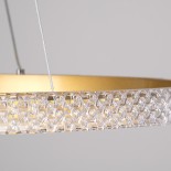 GloboStar® DIAMOND 61131 Κρεμαστό Φωτιστικό Δαχτυλίδι-Κύκλος LED CCT 45W 5230lm 360° AC 220-240V - Εναλλαγή Φωτισμού μέσω Τηλεχειριστηρίου All In One Ψυχρό 6000k+Φυσικό 4500k+Θερμό 2700k Dimmable Φ60cm - Χρυσό Βούρτσας - 3 Years Warranty
