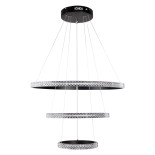 GloboStar® DIAMOND TRIO 61136 Κρεμαστό Φωτιστικό Δαχτυλίδι-Κύκλος LED CCT 100W 12123lm 360° AC 220-240V - Εναλλαγή Φωτισμού μέσω Τηλεχειριστηρίου All In One Ψυχρό 6000k+Φυσικό 4500k+Θερμό 2700k Dimmable Φ25+40+60cm - Μαύρο - 3 Years Warranty