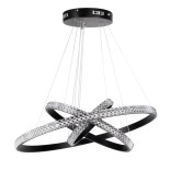 GloboStar® DIAMOND TRIO 61136 Κρεμαστό Φωτιστικό Δαχτυλίδι-Κύκλος LED CCT 100W 12123lm 360° AC 220-240V - Εναλλαγή Φωτισμού μέσω Τηλεχειριστηρίου All In One Ψυχρό 6000k+Φυσικό 4500k+Θερμό 2700k Dimmable Φ25+40+60cm - Μαύρο - 3 Years Warranty