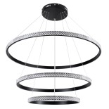 GloboStar® DIAMOND TRIO 61138 Κρεμαστό Φωτιστικό Δαχτυλίδι-Κύκλος LED CCT 120W 14723lm 360° AC 220-240V - Εναλλαγή Φωτισμού μέσω Τηλεχειριστηρίου All In One Ψυχρό 6000k+Φυσικό 4500k+Θερμό 2700k Dimmable Φ40+60+80cm - Μαύρο - 3 Years Warranty