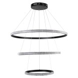 GloboStar® DIAMOND TRIO 61138 Κρεμαστό Φωτιστικό Δαχτυλίδι-Κύκλος LED CCT 120W 14723lm 360° AC 220-240V - Εναλλαγή Φωτισμού μέσω Τηλεχειριστηρίου All In One Ψυχρό 6000k+Φυσικό 4500k+Θερμό 2700k Dimmable Φ40+60+80cm - Μαύρο - 3 Years Warranty