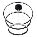 GloboStar® DIAMOND TRIO 61138 Κρεμαστό Φωτιστικό Δαχτυλίδι-Κύκλος LED CCT 120W 14723lm 360° AC 220-240V - Εναλλαγή Φωτισμού μέσω Τηλεχειριστηρίου All In One Ψυχρό 6000k+Φυσικό 4500k+Θερμό 2700k Dimmable Φ40+60+80cm - Μαύρο - 3 Years Warranty