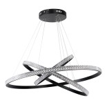 GloboStar® DIAMOND TRIO 61138 Κρεμαστό Φωτιστικό Δαχτυλίδι-Κύκλος LED CCT 120W 14723lm 360° AC 220-240V - Εναλλαγή Φωτισμού μέσω Τηλεχειριστηρίου All In One Ψυχρό 6000k+Φυσικό 4500k+Θερμό 2700k Dimmable Φ40+60+80cm - Μαύρο - 3 Years Warranty