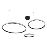 GloboStar® DIAMOND TRIO 61144 Κρεμαστό Φωτιστικό Δαχτυλίδι-Κύκλος LED CCT 120W 14723lm 360° AC 220-240V - Εναλλαγή Φωτισμού μέσω Τηλεχειριστηρίου All In One Ψυχρό 6000k+Φυσικό 4500k+Θερμό 2700k Dimmable Φ40+60+80cm - Μαύρο - 3 Years Warranty