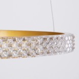 GloboStar® DIAMOND TRIO 61147 Κρεμαστό Φωτιστικό Δαχτυλίδι-Κύκλος LED CCT 150W 18379lm 360° AC 220-240V - Εναλλαγή Φωτισμού μέσω Τηλεχειριστηρίου All In One Ψυχρό 6000k+Φυσικό 4500k+Θερμό 2700k Dimmable Φ60+80+100cm - Χρυσό Βούρτσας - 3 Years Warranty