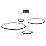 GLOBOSTAR® DIAMOND TETRA 61148 Μοντέρνο Κρεμαστό Φωτιστικό Οροφής LED 150W 15000lm 360° AC 220-240V IP20 Ρυθμιζόμενο Λευκό CCT με Χειριστήριο από 2700K έως 6000K Dimmable - Lumileds SMD Chip - Μαύρο Ματ - Μ150 x Π150 x Υ120cm - 3 Χρόνια Εγγύηση
