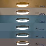 GLOBOSTAR® NEMESIS 61157 Μοντέρνο Κρεμαστό Φωτιστικό Οροφής LED 30W 3000lm 360° AC 220-240V IP20 Ρυθμιζόμενο Λευκό CCT με Χειριστήριο από 2700K έως 6000K Dimmable - Lumileds SMD Chip - Χρυσό Βούρτσας - Μ40 x Π40 x Υ4cm - 3 Χρόνια Εγγύηση