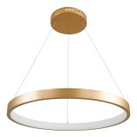 GloboStar® NEMESIS 61160 Κρεμαστό Φωτιστικό Δαχτυλίδι-Κύκλος LED CCT 45W 5230lm 360° AC 220-240V - Εναλλαγή Φωτισμού μέσω Τηλεχειριστηρίου All In One Ψυχρό 6000k+Φυσικό 4500k+Θερμό 2700k Dimmable Φ60cm - Χρυσό Βούρτσας - 3 Years Warranty