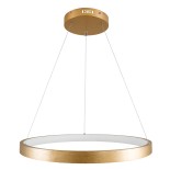 GloboStar® NEMESIS 61160 Κρεμαστό Φωτιστικό Δαχτυλίδι-Κύκλος LED CCT 45W 5230lm 360° AC 220-240V - Εναλλαγή Φωτισμού μέσω Τηλεχειριστηρίου All In One Ψυχρό 6000k+Φυσικό 4500k+Θερμό 2700k Dimmable Φ60cm - Χρυσό Βούρτσας - 3 Years Warranty