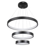 GloboStar® NEMESIS TRIO 61167 Κρεμαστό Φωτιστικό Δαχτυλίδι-Κύκλος LED CCT 100W 12123lm 360° AC 220-240V - Εναλλαγή Φωτισμού μέσω Τηλεχειριστηρίου All In One Ψυχρό 6000k+Φυσικό 4500k+Θερμό 2700k Dimmable Φ25+40+60cm - Μαύρο - 3 Years Warranty