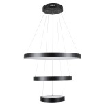 GloboStar® NEMESIS TRIO 61167 Κρεμαστό Φωτιστικό Δαχτυλίδι-Κύκλος LED CCT 100W 12123lm 360° AC 220-240V - Εναλλαγή Φωτισμού μέσω Τηλεχειριστηρίου All In One Ψυχρό 6000k+Φυσικό 4500k+Θερμό 2700k Dimmable Φ25+40+60cm - Μαύρο - 3 Years Warranty