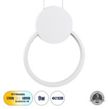 GLOBOSTAR® CYCLOS 61074 Μοντέρνο Κρεμαστό Φωτιστικό Οροφής LED 9W 900lm 300° AC 220-240V IP20 Ρυθμιζόμενο Λευκό CCT με On/Off 2700K/4500K/6000K - Lumileds SMD Chip - Λευκό Ματ - Μ21 x Π2.3 x Υ26.5cm - 3 Χρόνια Εγγύηση