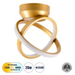 GLOBOSTAR® AMELIA 61054 Μοντέρνο Φωτιστικό Οροφής LED 20W 2400lm 300° AC 220-240V IP20 Ρυθμιζόμενο Λευκό CCT με On/Off 2700K/4500K/6000K - Lumileds SMD Chip - Χρυσό Βούρτσας - Μ24.5 x Π16 x Υ25cm - 3 Χρόνια Εγγύηση