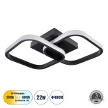 GLOBOSTAR® NORA 61061 Μοντέρνο Φωτιστικό Οροφής LED 22W 2200lm 300° AC 220-240V IP20 Ρυθμιζόμενο Λευκό CCT με On/Off 2700K/4500K/6000K - Lumileds SMD Chip - Μαύρο Ματ - Μ40 x Π24 x Υ7cm - 3 Χρόνια Εγγύηση