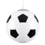GloboStar® FOOTBALL 00647 Μοντέρνο Κρεμαστό Παιδικό Φωτιστικό Μπάλα Μονόφωτο 1 x E27 IP20 Λευκό & Μαύρο Γυαλί Μ25 x Π25 x Υ25cm