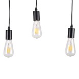 GloboStar® JOLLY 00605 Vintage Κρεμαστό Φωτιστικό Ράγα Τρίφωτο 3 x E27 IP20 Μαύρο Μέταλλο με Μπεζ Ξύλο - Μ55 x Π6 x Υ30cm έως Y115cm max