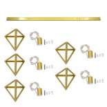 GloboStar® TRIANGLE 00610 Μοντέρνο Κρεμαστό Φωτιστικό Οροφής Πολύφωτο 5 x E27 Χρυσό Μεταλλικό Πλέγμα Μ170 x Π22 x Y130cm