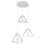 GLOBOSTAR® TRIANGLE 00617 Μοντέρνο Κρεμαστό Φωτιστικό Οροφής με Ντουί 3 x E27 AC 220-240V IP20 - Λευκό - Μ49 x Π49 x Y130cm