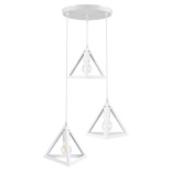 GLOBOSTAR® TRIANGLE 00617 Μοντέρνο Κρεμαστό Φωτιστικό Οροφής με Ντουί 3 x E27 AC 220-240V IP20 - Λευκό - Μ49 x Π49 x Y130cm