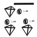 GloboStar® TRIANGLE 00621 Μοντέρνο Κρεμαστό Φωτιστικό Οροφής Τρίφωτο 3 x E27 Μαύρο Μεταλλικό Πλέγμα Μ70 x Π22 x Y130cm