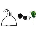 GloboStar® FLOWERPOT 10001209 Μοντέρνο Κρεμαστό Φωτιστικό Γεωμετρικό Σχήμα Μονόφωτο 1 x E27 IP20 Μαύρο Μέταλλο με Πράσινο Πλαστικό - Μ34 x Π34 x Y34cm