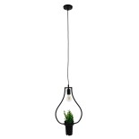 GLOBOSTAR® FLOWERPOT 10001210 Μοντέρνο Κρεμαστό Φωτιστικό Οροφής με Ντουί 1 x E27 AC 220-240V IP20 - Μαύρο & Πράσινο - Μ27 x Π27 x Υ40cm