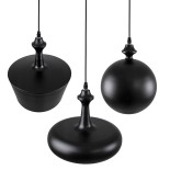 GLOBOSTAR® ROCKFORD 01287 Μοντέρνο Κρεμαστό Φωτιστικό Οροφής με Ντουί 3 x E27 AC 220-240V IP20 - Μαύρο & Χρυσό - Μ86 x Π86 x Υ30cm
