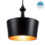 GLOBOSTAR® ROCKFORD 01287-A Μοντέρνο Κρεμαστό Φωτιστικό Οροφής με Ντουί 1 x E27 AC 220-240V IP20 - Μαύρο & Χρυσό - Μ30 x Π30 x Υ30cm