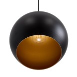 GLOBOSTAR® ROCKFORD 01287-B Μοντέρνο Κρεμαστό Φωτιστικό Οροφής με Ντουί 1 x E27 AC 220-240V IP20 - Μαύρο & Χρυσό - Μ24 x Π24 x Y27cm