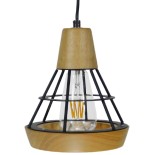 GLOBOSTAR® AKRON 10001133 Μοντέρνο Κρεμαστό Φωτιστικό Οροφής με Ντουί 1 x E27 AC 220-240V IP20 - Μπεζ & Μαύρο - Μ19 x Π19 x Υ22cm