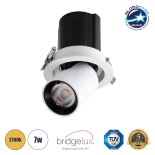 GloboStar® VIRGO-S 60303 Χωνευτό LED Spot Downlight TrimLess Φ9cm 7W 875lm 36° AC 220-240V IP20 Φ9cm x Υ9cm - Στρόγγυλο - Λευκό με Μαύρο Κάτοπτρο - Θερμό Λευκό 2700K - Bridgelux COB - 5 Years Warranty