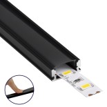 GLOBOSTAR® ALP-LINEAR SURFABO 70806-1M Επιφανειακό Προφίλ Αλουμινίου με Μαύρο Φιμέ Πατητό Κάλυμμα για Ταινίες LED IP20 - Μαύρο - Μ100 x Π1.6 x Υ0.7cm