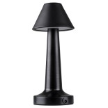GloboStar® MOLLY 76515 Επαναφορτιζόμενο Επιτραπέζιο Φωτιστικό Πορτατίφ LED 1.5W 105lm 120° DC 5V IP44 Θερμό Λευκό 2700K Dimmable Μαύρο Αλουμίνιο - Μ10 x Π10 x Υ23cm - 2 Xρόνια Εγγύηση