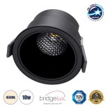 GloboStar® PLUTO-M 60256 Χωνευτό LED Spot Downlight TrimLess Φ8.4cm 10W 1300lm 38° AC 220-240V IP20 Φ8.4 x Υ5.9cm - Στρόγγυλο - Μαύρο & Anti-Glare HoneyComb - Φυσικό Λευκό 4500K - Bridgelux COB - 5 Years Warranty