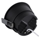 GloboStar® PLUTO-B 60263 Χωνευτό LED Spot Downlight TrimLess Φ10.4cm 15W 1875lm 38° AC 220-240V IP20 Φ10.4 x Υ6.5cm - Στρόγγυλο - Μαύρο & Anti-Glare HoneyComb - Θερμό Λευκό 2700K - Bridgelux COB - 5 Years Warranty